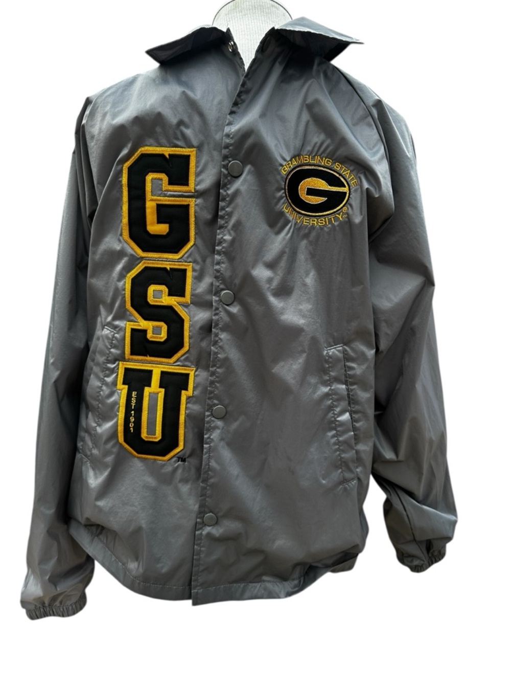 Grambling State University Augusta Sportswear wind breaker grey black men's M